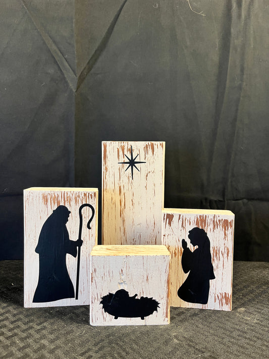 Rustic Wooden Nativity Set